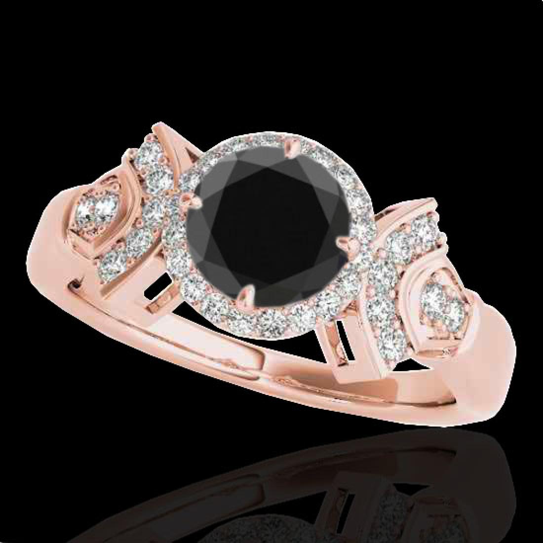 1.56 CTW Certified VS Black Diamond Solitaire Halo Ring: REF-69W3F -34332 ---- 1.56 CTW Certified VS Black Diamond Solitaire Halo Ring 10K Rose Gold ---- Luxury Designer Brand Ring Appraised at $4,200 Certificate Number US34332 10k Rose gold, Ring Size is 7