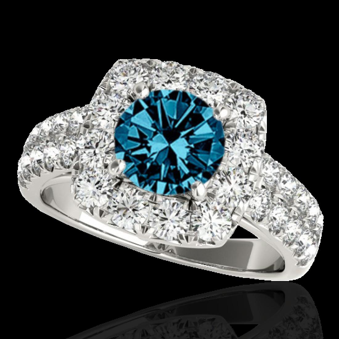 2.25 CTW SI Certified Fancy Blue Diamond Solitaire Halo: REF-229X3T -33639 ---- 2.25 CTW Si Certified Fancy Blue Diamond Solitaire Halo Ring 10K White Gold ---- Luxury Designer Brand Ring Appraised at $15,100 Certificate Number US33639 10k White gold, Ring 