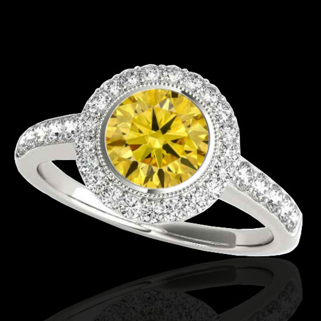 1.5 CTW Certified SI/I Fancy Intense Yellow Diamond: REF-180X2T -34448 ---- 1.5 CTW Certified Si/I Fancy Intense Yellow Diamond Solitaire Halo Ring 10K White Gold ---- Luxury Designer Brand Ring Appraised at $11,900 Certificate Number US34448 10k White 