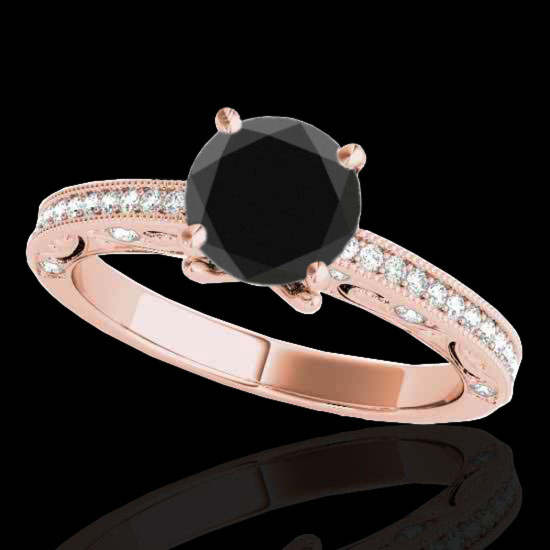1.25 CTW Certified VS Black Diamond Solitaire Antique: REF-56Y8K -34742 ---- 1.25 CTW Certified VS Black Diamond Solitaire Antique Ring 10K Rose Gold ---- Luxury Designer Brand Ring Appraised at $3,450 Certificate Number US34742 10k Rose gold, Ring Size i