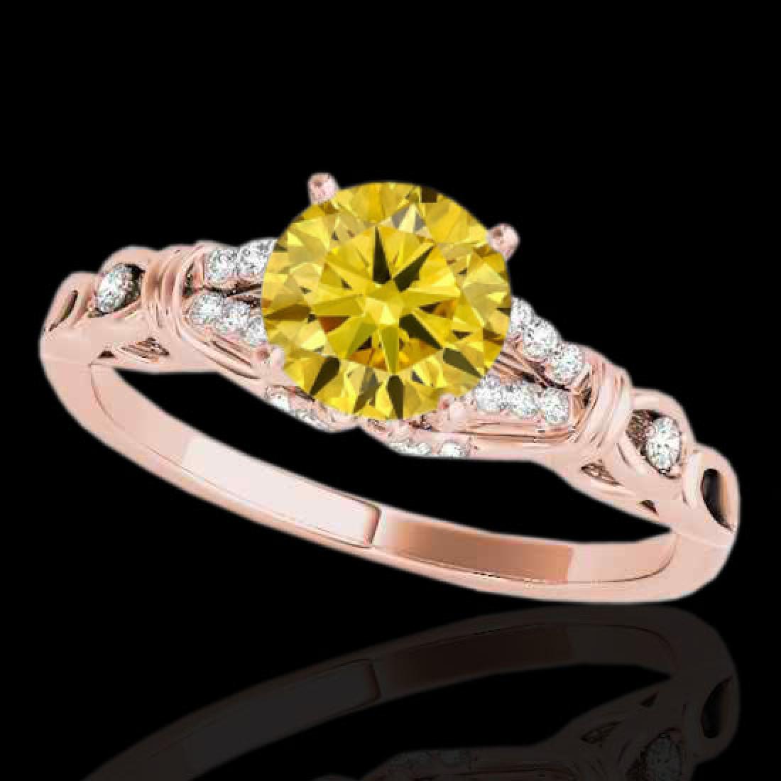 1.2 CTW Certified SI/I Fancy Intense Yellow Diamond: REF-209W3F -35258 ---- 1.2 CTW Certified Si/I Fancy Intense Yellow Diamond Solitaire Ring 10K Rose Gold ---- Luxury Designer Brand Ring Appraised at $13,800 Certificate Number US35258 10k Rose gold, R