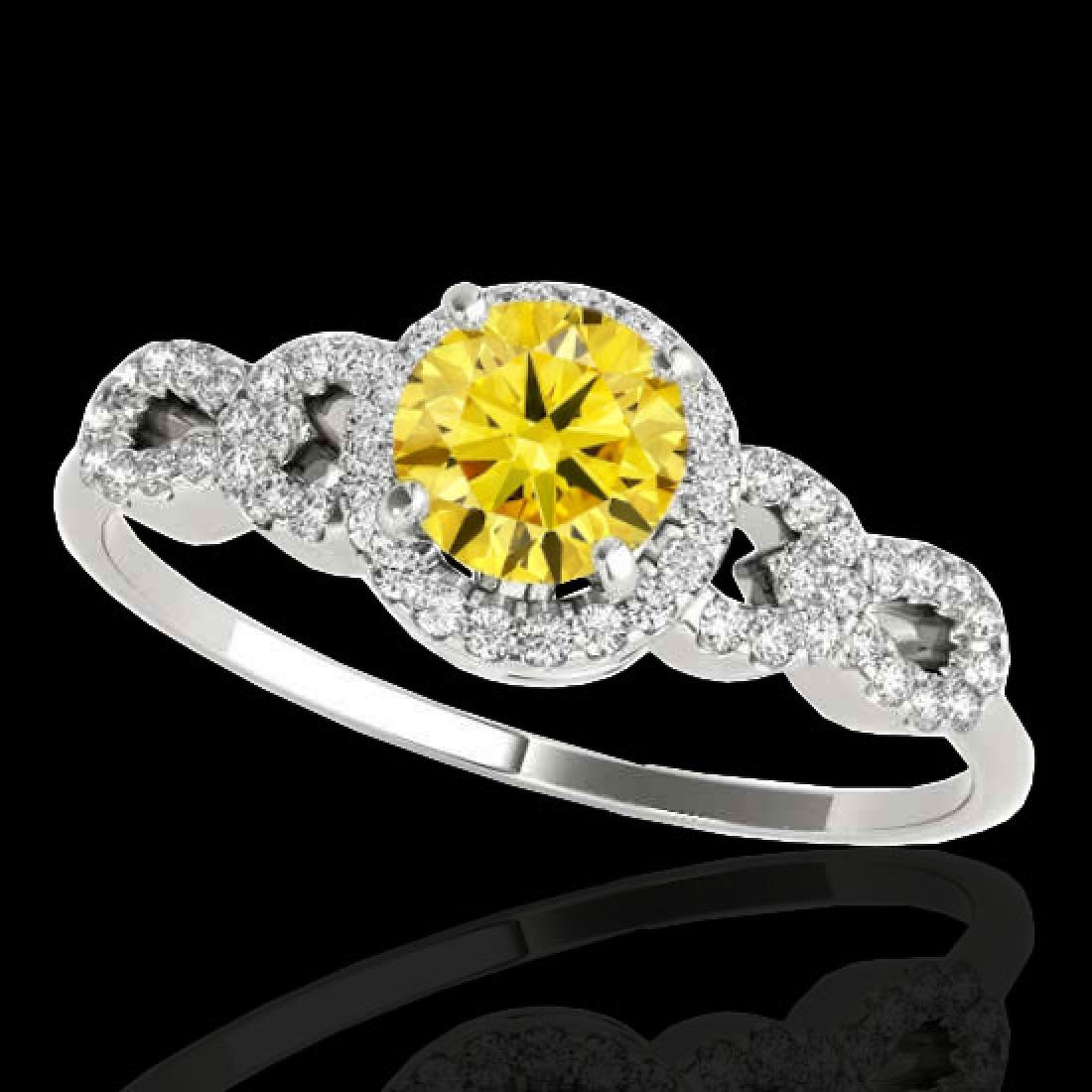 1.33 CTW Certified SI/I Fancy Intense Yellow Diamond: REF-213F6N -35320 ---- 1.33 CTW Certified Si/I Fancy Intense Yellow Diamond Solitaire Ring 10K White Gold ---- Luxury Designer Brand Ring Appraised at $14,100 Certificate Number US35320 10k White gold