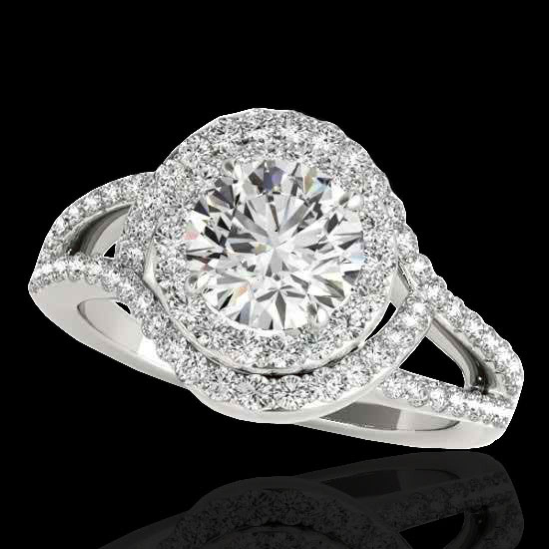 2.15 CTW H-SI/I Certified Diamond Solitaire Halo Ring: REF-343A6X -34396 ---- 2.15 CTW H-SI/I Certified Diamond Solitaire Halo Ring 10K White Gold ---- Luxury Designer Brand Ring Appraised at $20,800 Certificate Number US34396 10k White gold, Ring Size is