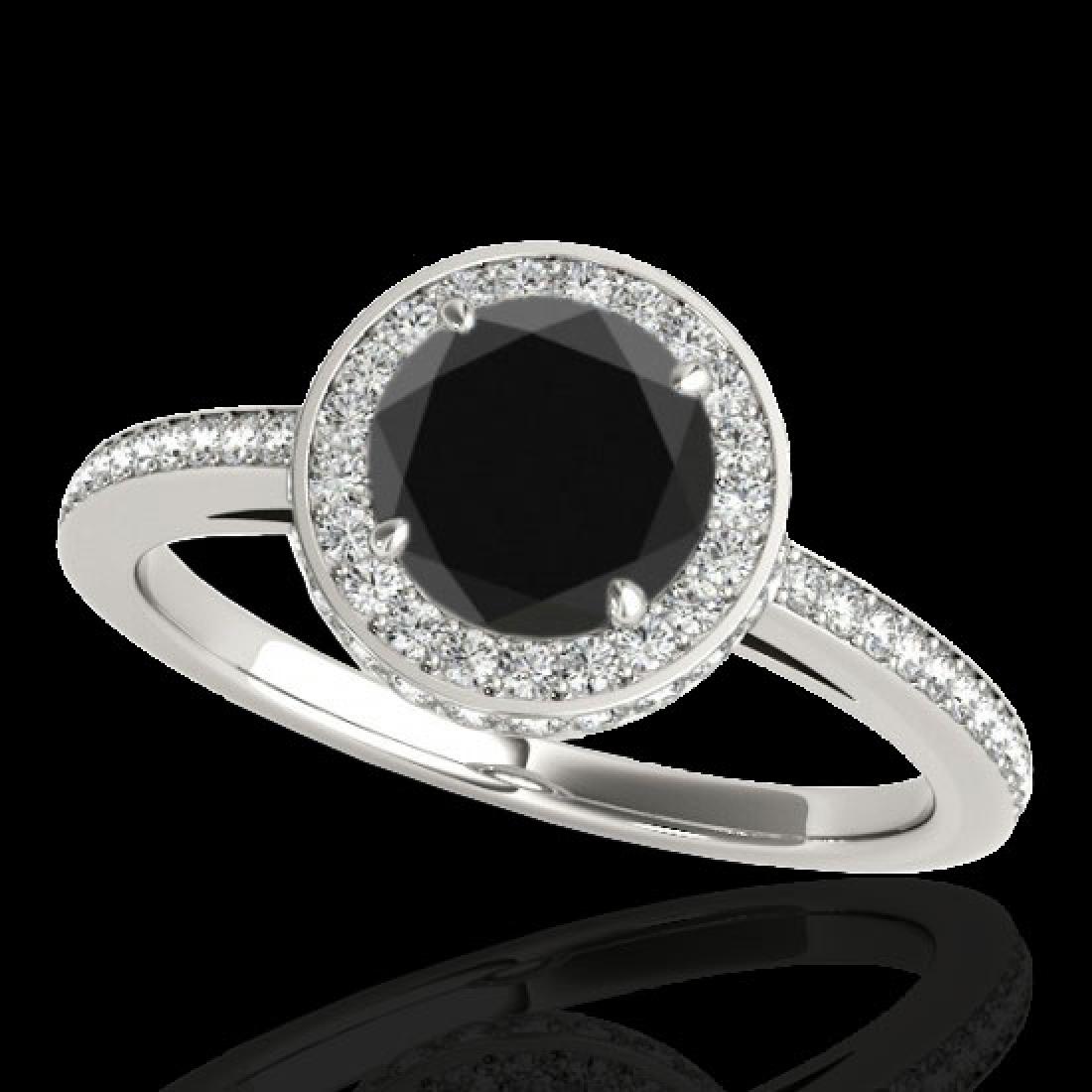 1.55 CTW Certified VS Black Diamond Solitaire Halo Ring: REF-86M9H -34277 ---- 1.55 CTW Certified VS Black Diamond Solitaire Halo Ring 10K White Gold ---- Luxury Designer Brand Ring Appraised at $5,250 Certificate Number US34277 10k White gold, Ring Size is