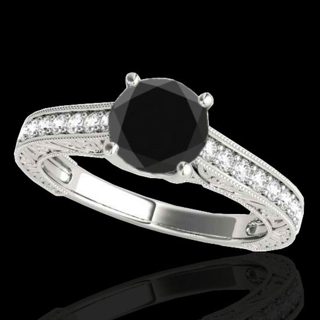 1.32 CTW Certified VS Black Diamond Solitaire Ring 10K: REF-57N3Y -34946 ---- 1.32 CTW Certified VS Black Diamond Solitaire Ring 10K White Gold ---- Luxury Designer Brand Ring Appraised at $3,450 Certificate Number US34946 10k White gold, Ring Size is 7, R