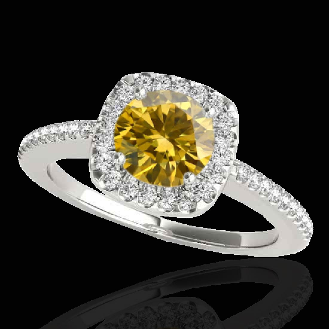 1.25 CTW Certified SI/I Fancy Intense Yellow Diamond: REF-161N8Y -33830 ---- 1.25 CTW Certified Si/I Fancy Intense Yellow Diamond Solitaire Halo Ring 10K White Gold ---- Luxury Designer Brand Ring Appraised at $10,700 Certificate Number US33830 10k White