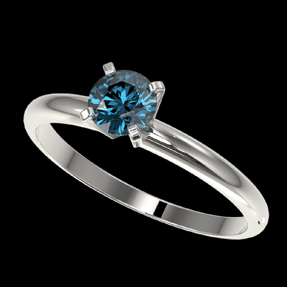 0.55 CTW Certified Intense Blue SI Diamond Solitaire: REF-58A2X -36378 ---- 0.55 CTW Certified Intense Blue SI Diamond Solitaire Engagement Ring 10K White Gold ---- Luxury Designer Brand Ring Appraised at $3,500 Certificate Number US36378 10k White gold,