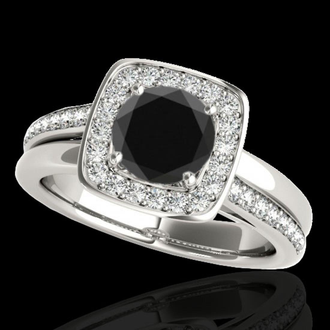 1.33 CTW Certified VS Black Diamond Solitaire Halo Ring: REF-70Y2K -34153 ---- 1.33 CTW Certified VS Black Diamond Solitaire Halo Ring 10K White Gold ---- Luxury Designer Brand Ring Appraised at $4,250 Certificate Number US34153 10k White gold, Ring Size is