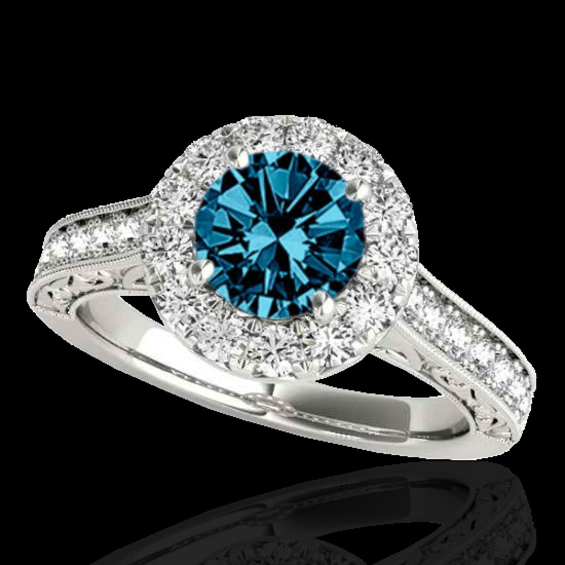 1.7 CTW SI Certified Fancy Blue Diamond Solitaire Halo: REF-178W2F -33729 ---- 1.7 CTW Si Certified Fancy Blue Diamond Solitaire Halo Ring 10K White Gold ---- Luxury Designer Brand Ring Appraised at $10,800 Certificate Number US33729 10k White gold, Ring S