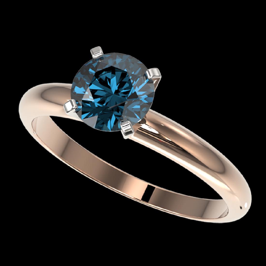 1.25 CTW Certified Intense Blue SI Diamond Solitaire: REF-179M3H -32910 ---- 1.25 CTW Certified Intense Blue SI Diamond Solitaire Engagement Ring 10K Rose Gold ---- Luxury Designer Brand Ring Appraised at $10,850 Certificate Number US32910 10k Rose gold,