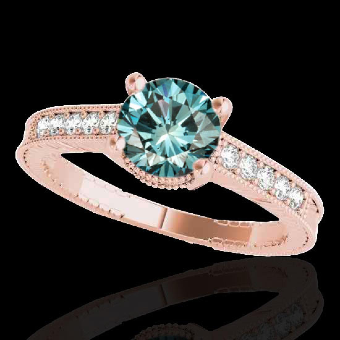 1.45 CTW SI Certified Blue Diamond Solitaire Antique: REF-200N2Y -34762 ---- 1.45 CTW Si Certified Blue Diamond Solitaire Antique Ring 10K Rose Gold ---- Luxury Designer Brand Ring Appraised at $12,100 Certificate Number US34762 10k Rose gold, Ring Size 