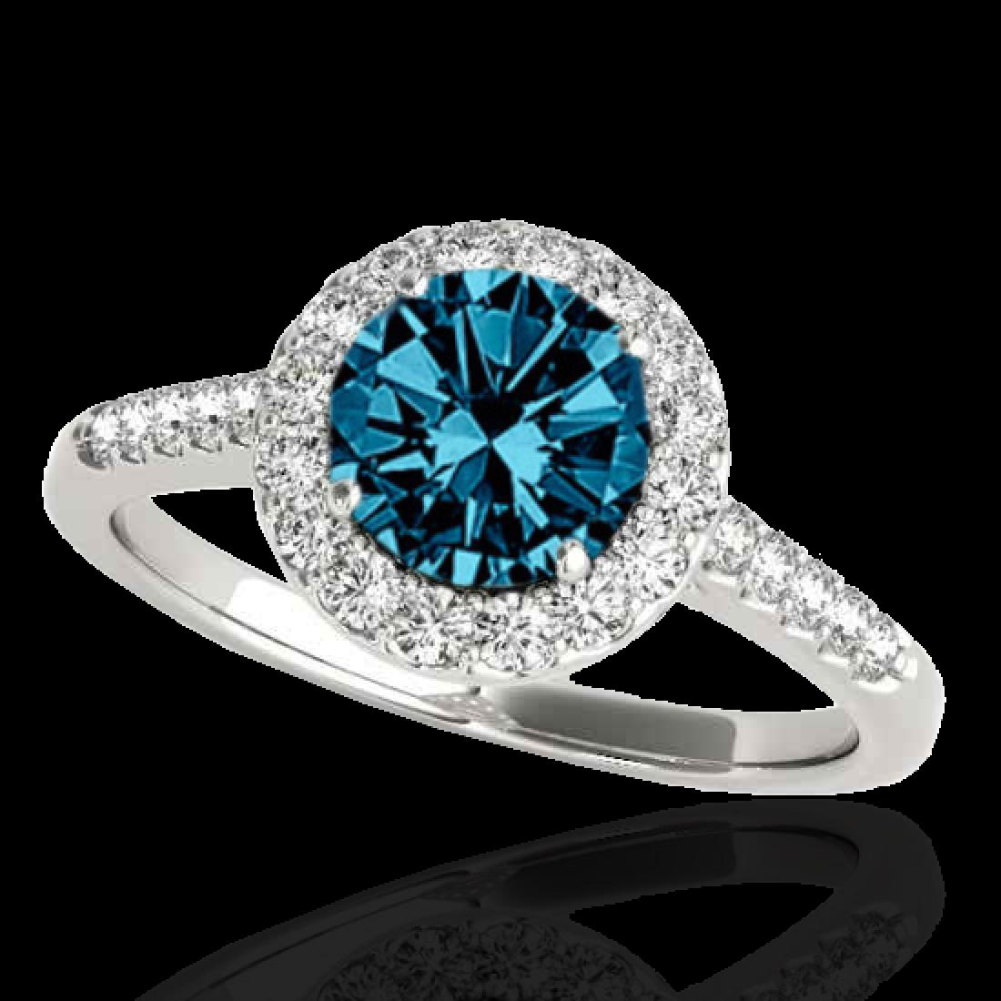 1.5 CTW SI Certified Fancy Blue Diamond Solitaire Halo: REF-169T3M -33486 ---- 1.5 CTW Si Certified Fancy Blue Diamond Solitaire Halo Ring 10K White Gold ---- Luxury Designer Brand Ring Appraised at $10,250 Certificate Number US33486 10k White gold, Ring S