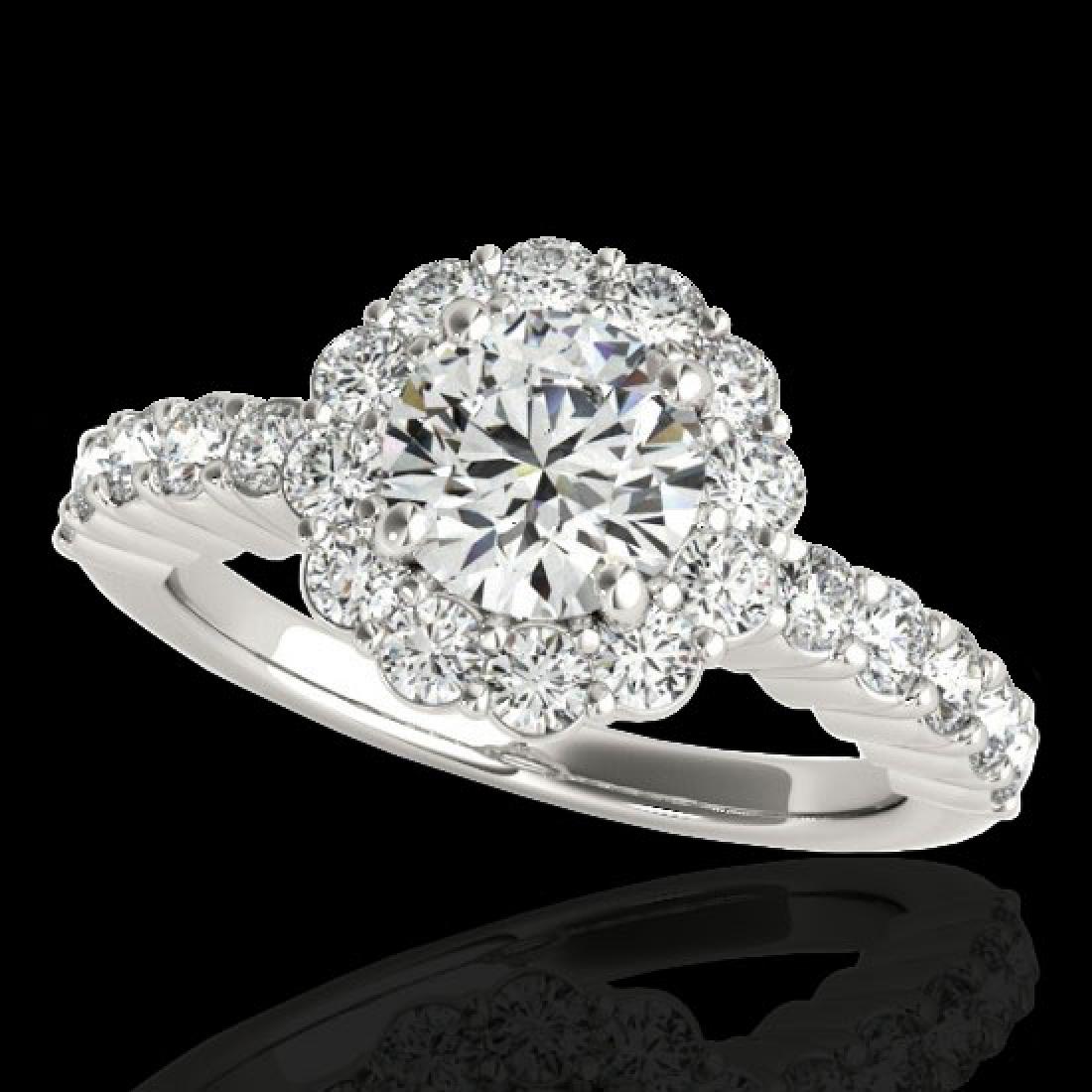 1.75 CTW H-SI/I Certified Diamond Solitaire Halo Ring: REF-180Y2K -34159 ---- 1.75 CTW H-SI/I Certified Diamond Solitaire Halo Ring 10K White Gold ---- Luxury Designer Brand Ring Appraised at $9,900 Certificate Number US34159 10k White gold, Ring Size is 