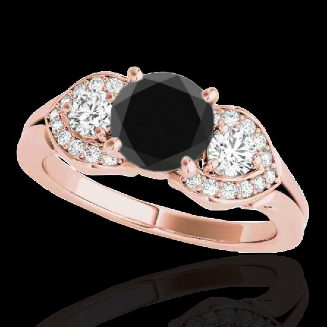 1.7 CTW Certified VS Black Diamond 3 Stone Solitaire: REF-77M6H -35344 ---- 1.7 CTW Certified VS Black Diamond 3 Stone Solitaire Ring 10K Rose Gold ---- Luxury Designer Brand Ring Appraised at $4,700 Certificate Number US35344 10k Rose gold, Ring Size is