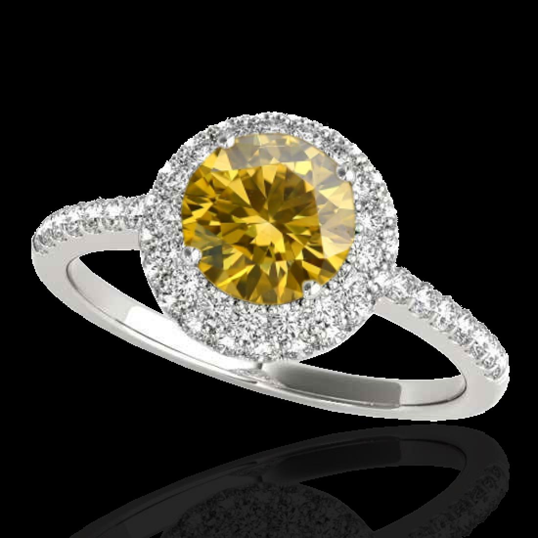 1.6 CTW Certified SI/I Fancy Intense Yellow Diamond: REF-227K3W -33677 ---- 1.6 CTW Certified Si/I Fancy Intense Yellow Diamond Solitaire Halo Ring 10K White Gold ---- Luxury Designer Brand Ring Appraised at $15,000 Certificate Number US33677 10k White 