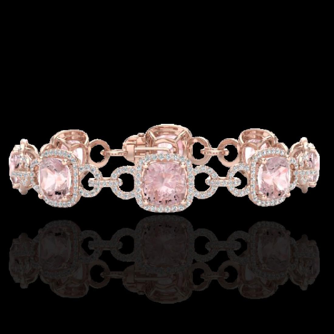 22 CTW Morganite & Micro VS/SI Diamond Bracelet 14K: REF-575F5N -23027 ---- 22 CTW Morganite & Micro VS/SI Diamond Bracelet 14K Rose Gold ---- Luxury Designer Brand Bracelet Appraised at $41,150 Certificate Number US23027 14k Rose gold, Bracelet Size is