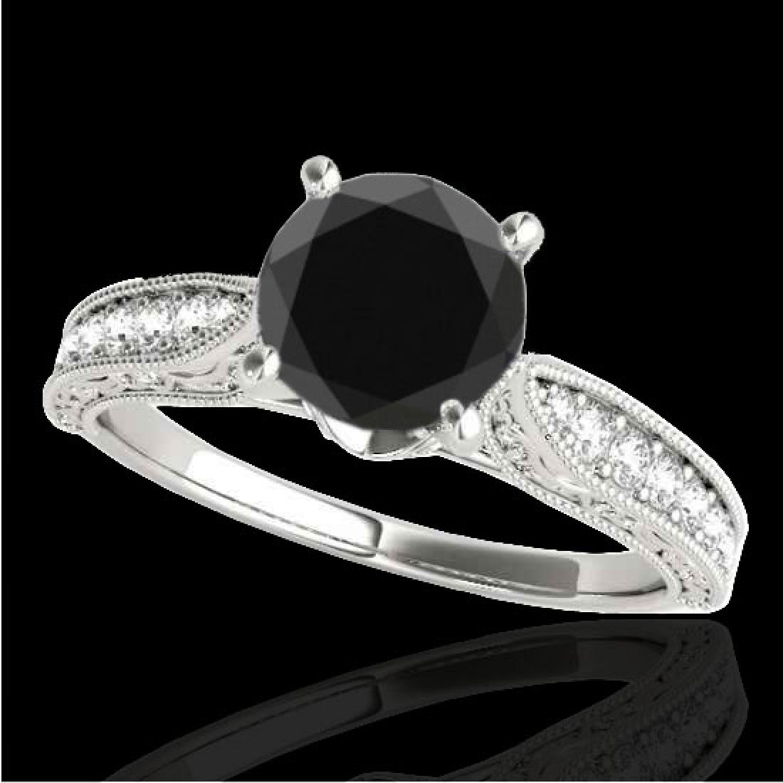 1.21 CTW Certified VS Black Diamond Solitaire Antique: REF-46W9F -34723 ---- 1.21 CTW Certified VS Black Diamond Solitaire Antique Ring 10K White Gold ---- Luxury Designer Brand Ring Appraised at $2,850 Certificate Number US34723 10k White gold, Ring Size