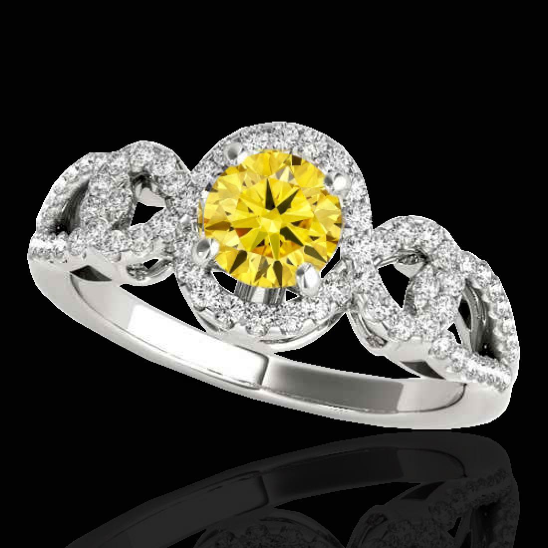 1.38 CTW Certified SI/I Fancy Intense Yellow Diamond: REF-174W5F -33925 ---- 1.38 CTW Certified Si/I Fancy Intense Yellow Diamond Solitaire Halo Ring 10K White Gold ---- Luxury Designer Brand Ring Appraised at $11,500 Certificate Number US33925 10k White