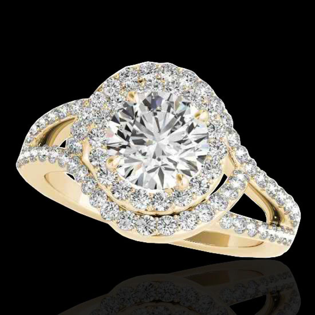 1.9 CTW H-SI/I Certified Diamond Solitaire Halo Ring: REF-209M3H -34389 ---- 1.9 CTW H-SI/I Certified Diamond Solitaire Halo Ring 10K Yellow Gold ---- Luxury Designer Brand Ring Appraised at $11,500 Certificate Number US34389 10k Yellow gold, Ring Size i