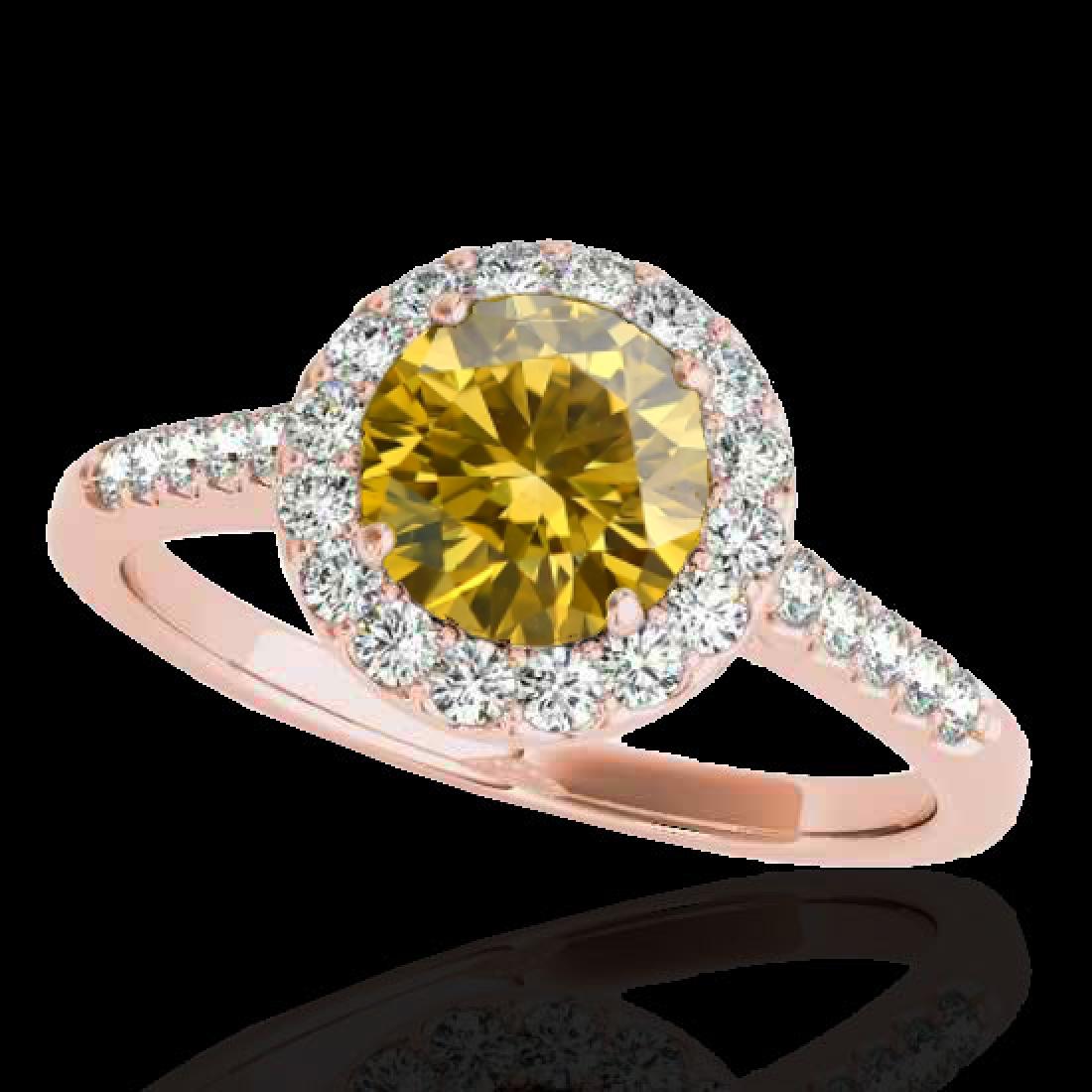 2 CTW Certified SI/I Fancy Intense Yellow Diamond: REF-309Y3K -33498 ---- 2 CTW Certified Si/I Fancy Intense Yellow Diamond Solitaire Halo Ring 10K Rose Gold ---- Luxury Designer Brand Ring Appraised at $18,700 Certificate Number US33498 10k Rose gold