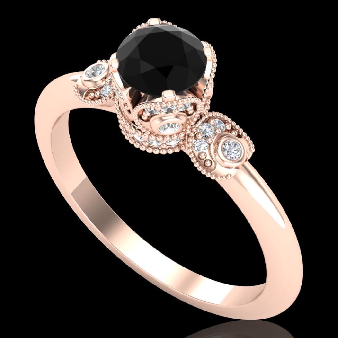 1 CTW Fancy Black Diamond Solitaire Engagement Art Deco: REF-95W5F -37395 ---- 1 CTW Fancy Black Diamond Solitaire Engagement Art Deco Ring 18K Rose Gold ---- Luxury Designer Brand Ring Appraised at $6,300 Certificate Number US37395 18k Rose gold, Ring Size
