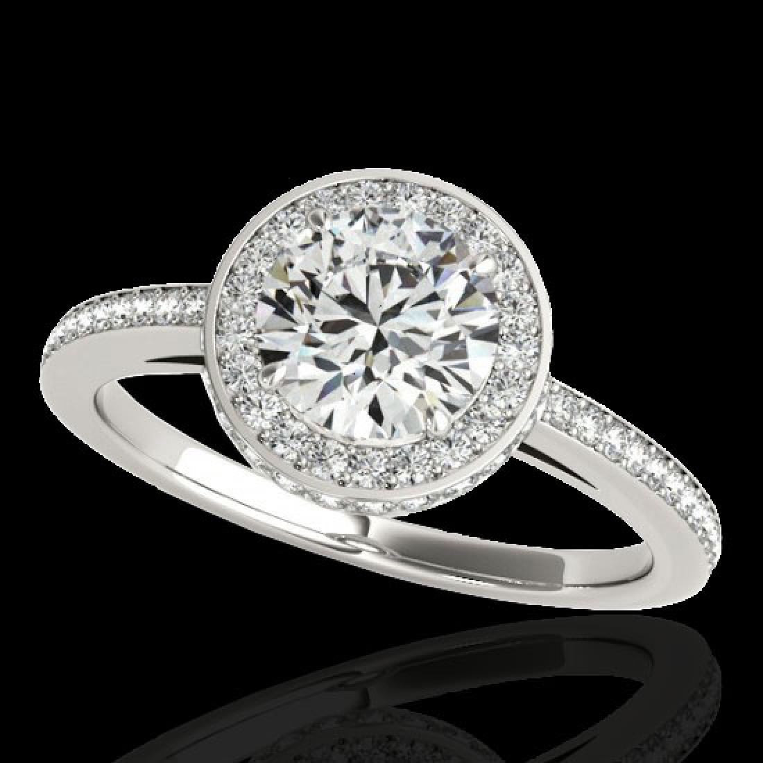 1.55 CTW H-SI/I Certified Diamond Solitaire Halo Ring: REF-180W2F -34274 ---- 1.55 CTW H-SI/I Certified Diamond Solitaire Halo Ring 10K White Gold ---- Luxury Designer Brand Ring Appraised at $9,900 Certificate Number US34274 10k White gold, Ring Size is 