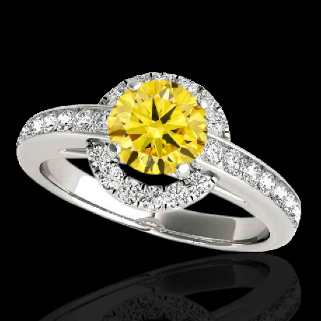 1.5 CTW Certified SI/I Fancy Intense Yellow Diamond: REF-180X2T -33930 ---- 1.5 CTW Certified Si/I Fancy Intense Yellow Diamond Solitaire Halo Ring 10K White Gold ---- Luxury Designer Brand Ring Appraised at $11,900 Certificate Number US33930 10k White 