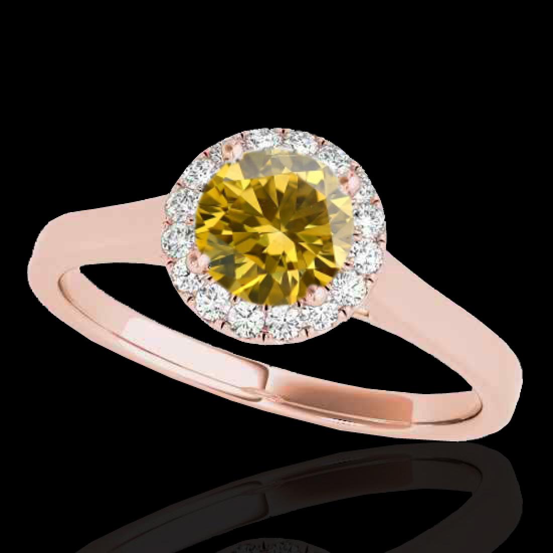 1.11 CTW Certified SI/I Fancy Intense Yellow Diamond: REF-167A3X -33822 ---- 1.11 CTW Certified Si/I Fancy Intense Yellow Diamond Solitaire Halo Ring 10K Rose Gold ---- Luxury Designer Brand Ring Appraised at $11,050 Certificate Number US33822 10k Rose g