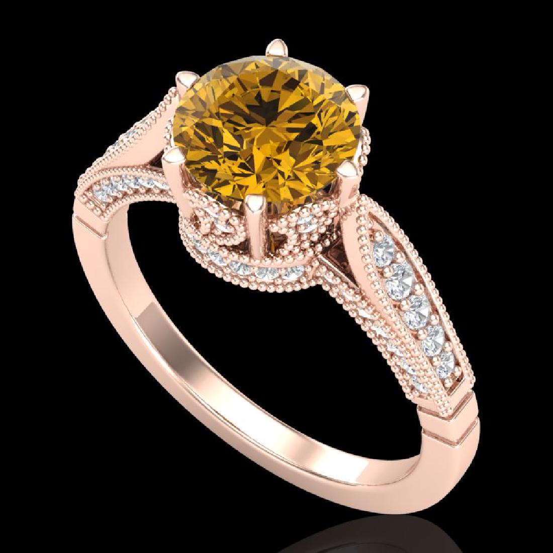 2.2 CTW Intense Fancy Yellow Diamond Engagement Art: REF-336H4A -38093 ---- 2.2 CTW Intense Fancy Yellow Diamond Engagement Art Deco Ring 18K Rose Gold ---- Luxury Designer Brand Ring Appraised at $20,350 Certificate Number US38093 18k Rose gold, Ring S