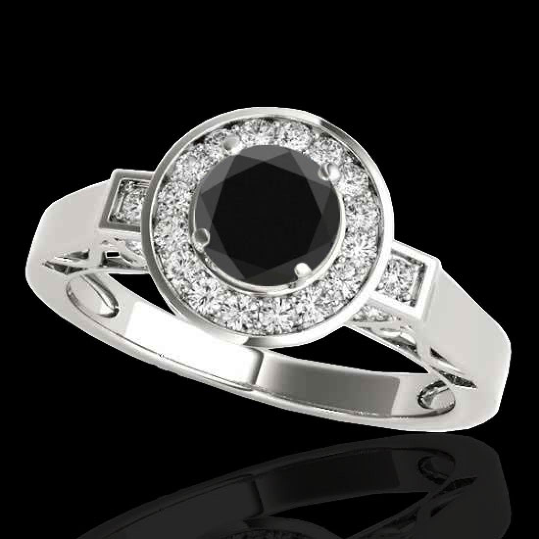 1.75 CTW Certified VS Black Diamond Solitaire Halo Ring: REF-72W2F -34579 ---- 1.75 CTW Certified VS Black Diamond Solitaire Halo Ring 10K White Gold ---- Luxury Designer Brand Ring Appraised at $4,350 Certificate Number US34579 10k White gold, Ring Size is