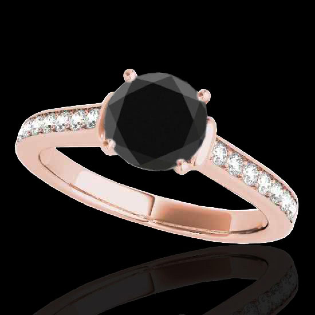 1.5 CTW Certified VS Black Diamond Solitaire Ring 10K: REF-70M2H -34929 ---- 1.5 CTW Certified VS Black Diamond Solitaire Ring 10K Rose Gold ---- Luxury Designer Brand Ring Appraised at $4,250 Certificate Number US34929 10k Rose gold, Ring Size is 7, Ring