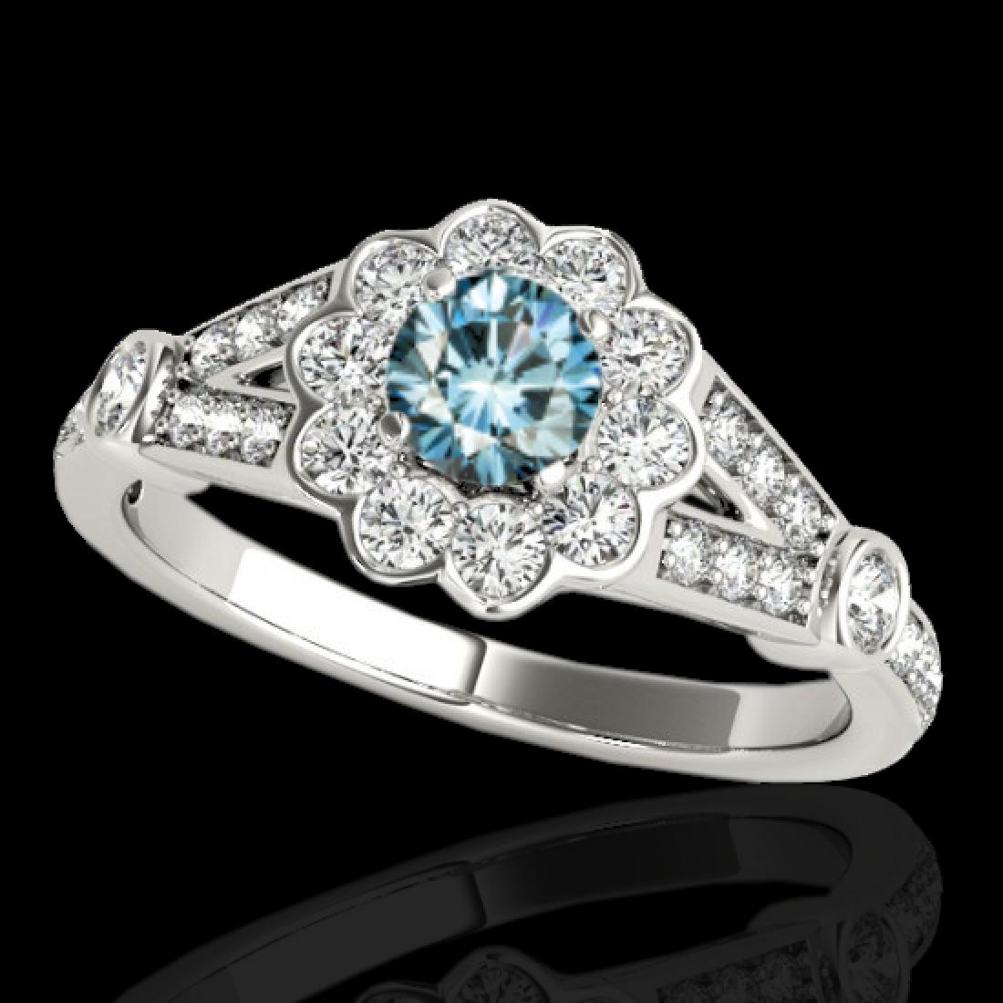 1.65 CTW SI Certified Fancy Blue Diamond Solitaire Halo: REF-180A2X -34036 ---- 1.65 CTW Si Certified Fancy Blue Diamond Solitaire Halo Ring 10K White Gold ---- Luxury Designer Brand Ring Appraised at $10,900 Certificate Number US34036 10k White gold, Ring 