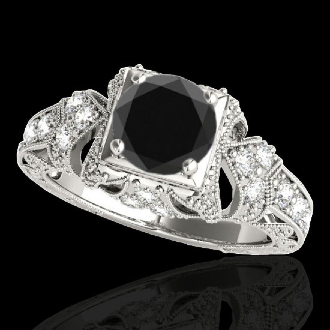 1.25 CTW Certified VS Black Diamond Solitaire Antique: REF-68N4Y -34669 ---- 1.25 CTW Certified VS Black Diamond Solitaire Antique Ring 10K White Gold ---- Luxury Designer Brand Ring Appraised at $4,150 Certificate Number US34669 10k White gold, Ring Size