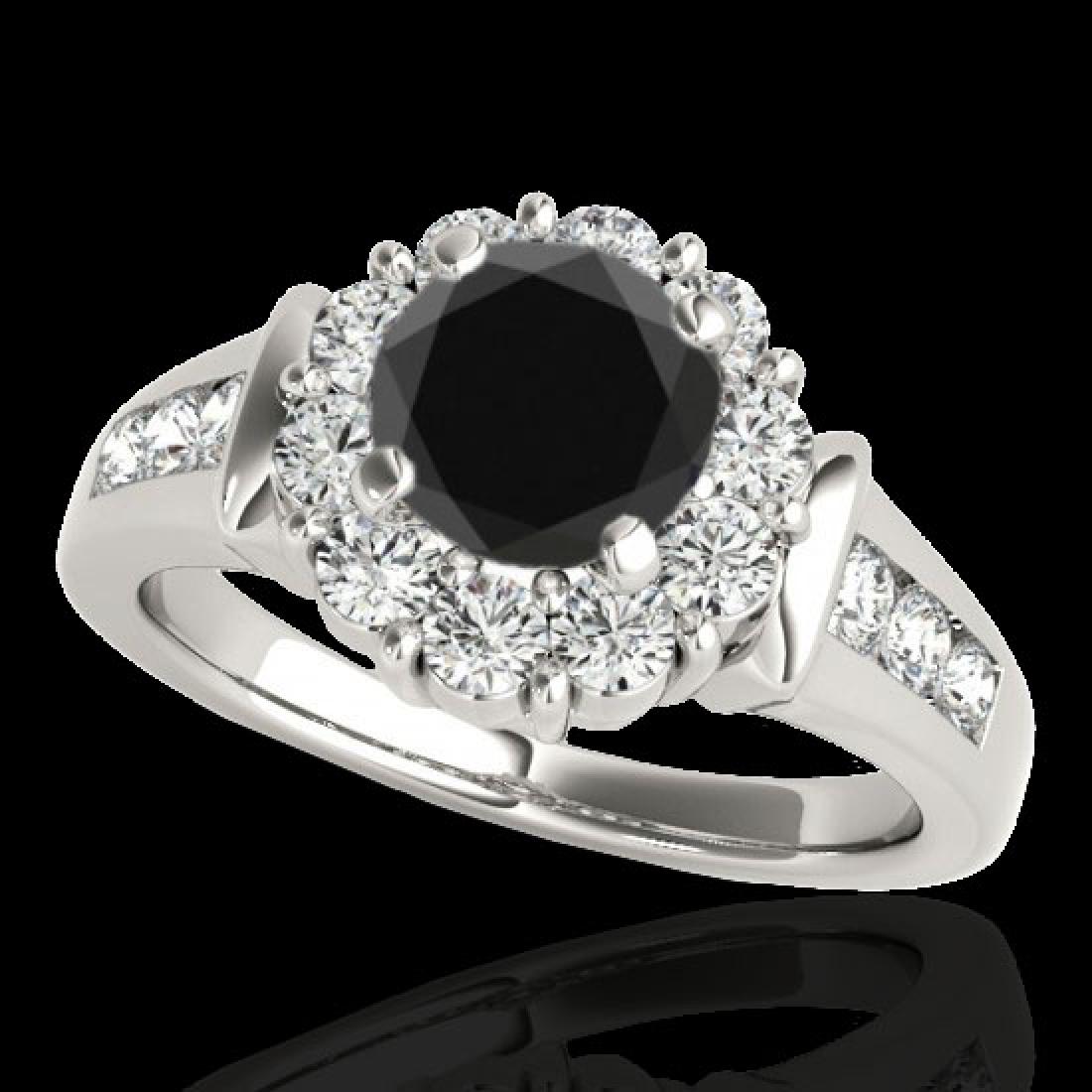 1.9 CTW Certified VS Black Diamond Solitaire Halo Ring: REF-96X2T -34295 ---- 1.9 CTW Certified VS Black Diamond Solitaire Halo Ring 10K White Gold ---- Luxury Designer Brand Ring Appraised at $6,350 Certificate Number US34295 10k White gold, Ring Size is 