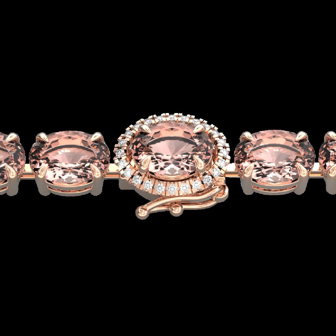 26 CTW Morganite & VS/SI Diamond Tennis Micro Halo: REF-285K3W -23432 ---- 26 CTW Morganite & VS/SI Diamond Tennis Micro Halo Bracelet 14K Rose Gold ---- Luxury Designer Brand Bracelet Appraised at $20,400 Certificate Number US23432 14k Rose gold, Brac