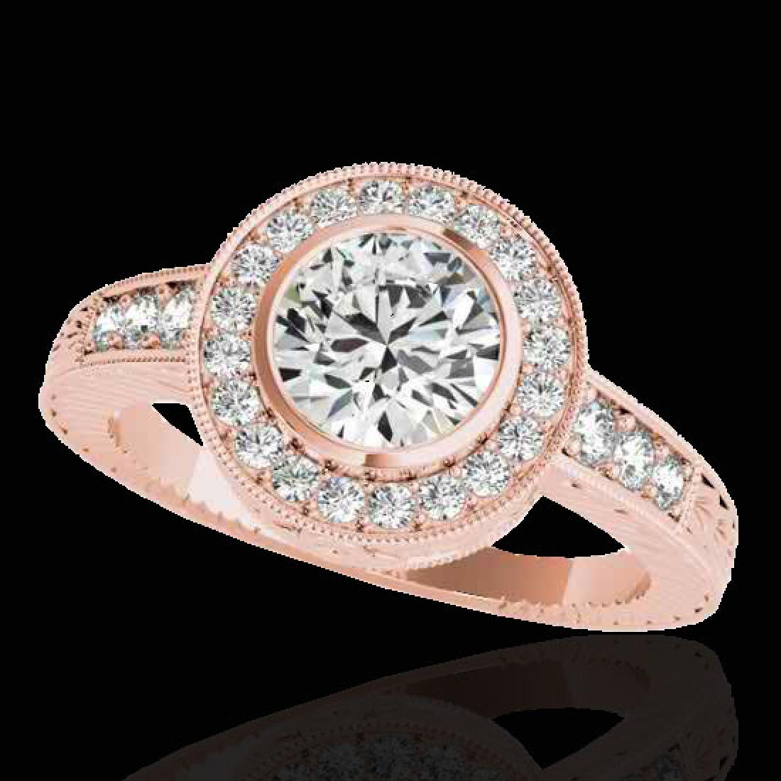 2 CTW H-SI/I Certified Diamond Solitaire Halo Ring 10K: REF-525X5T -33901 ---- 2 CTW H-SI/I Certified Diamond Solitaire Halo Ring 10K Rose Gold ---- Luxury Designer Brand Ring Appraised at $28,900 Certificate Number US33901 10k Rose gold, Ring Size is 7, R