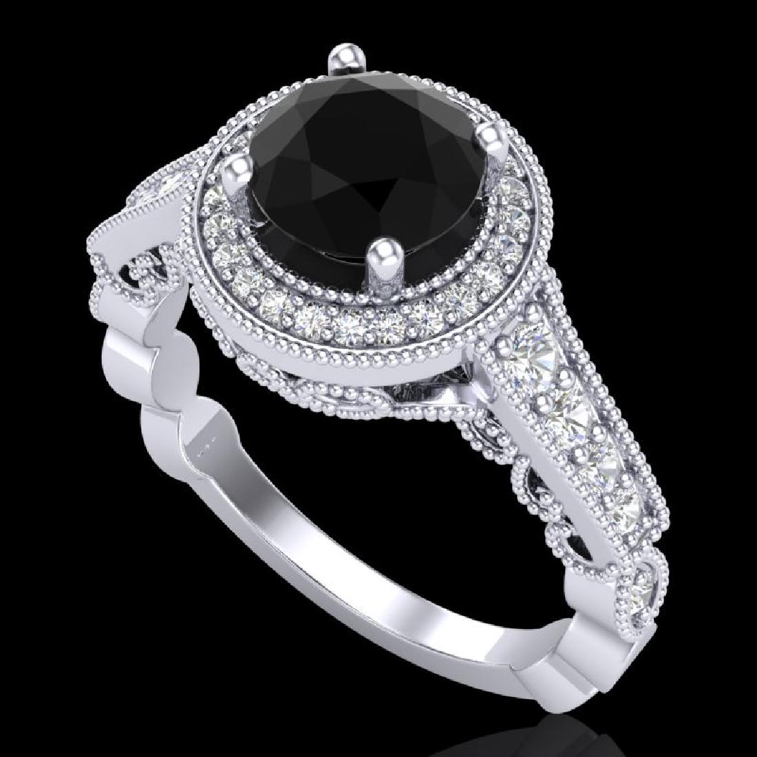 1.91 CTW Fancy Black Diamond Solitaire Engagement Art: REF-130A9X - SKU:37681 ---- 1.91 CTW Fancy Black Diamond Solitaire Engagement Art Deco Ring 18K White Gold ---- Luxury Designer Brand Ring Appraised at $7,900 Certificate Number US37681 18k White gold