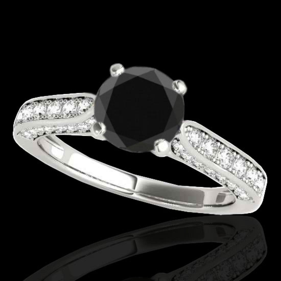 1.6 CTW Certified VS Black Diamond Solitaire Ring 10K: REF-79X6T -34919 ---- 1.6 CTW Certified VS Black Diamond Solitaire Ring 10K White Gold ---- Luxury Designer Brand Ring Appraised at $4,800 Certificate Number US34919 10k White gold, Ring Size is 7, Ri