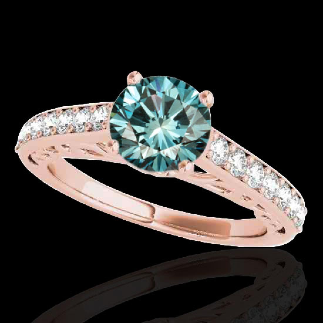 1.65 CTW SI Certified Fancy Blue Diamond Solitaire Ring: REF-203Y6K -35029 ---- 1.65 CTW Si Certified Fancy Blue Diamond Solitaire Ring 10K Rose Gold ---- Luxury Designer Brand Ring Appraised at $12,300 Certificate Number US35029 10k Rose gold, Ring Size is