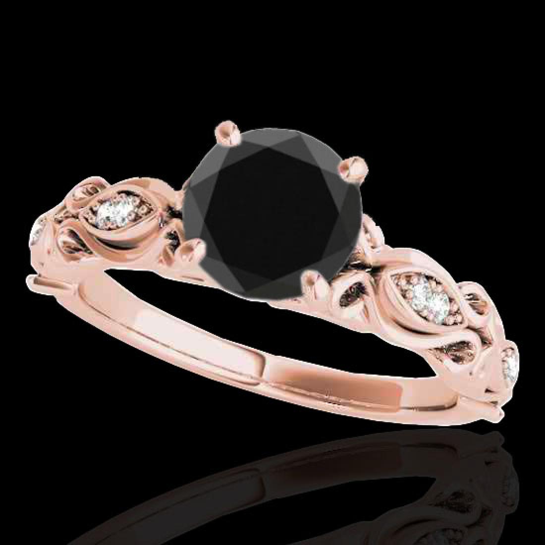1.1 CTW Certified VS Black Diamond Solitaire Antique: REF-47N8Y -34634 ---- 1.1 CTW Certified VS Black Diamond Solitaire Antique Ring 10K Rose Gold ---- Luxury Designer Brand Ring Appraised at $2,900 Certificate Number US34634 10k Rose gold, Ring Size is