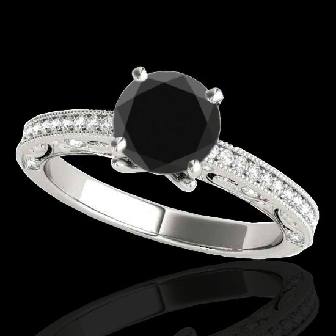 1.25 CTW Certified VS Black Diamond Solitaire Antique: REF-56T8M - SKU:34741 ---- 1.25 CTW Certified VS Black Diamond Solitaire Antique Ring 10K White Gold ---- Luxury Designer Brand Ring Appraised at $3,450 Certificate Number US34741 10k White gold, Ring