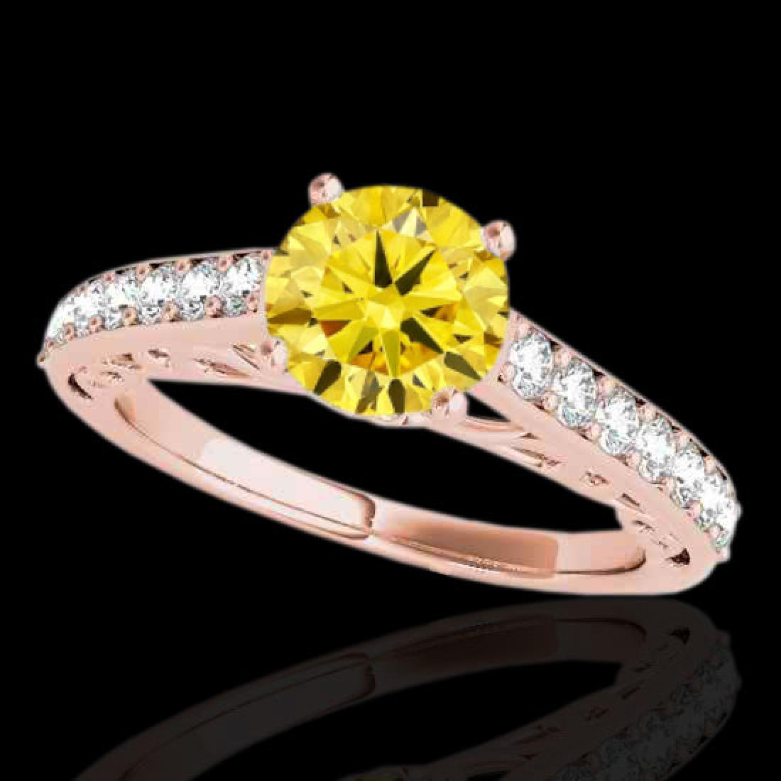 1.65 CTW Certified SI/I Fancy Intense Yellow Diamond: REF-203F6N -35031 ---- 1.65 CTW Certified Si/I Fancy Intense Yellow Diamond Solitaire Ring 10K Rose Gold ---- Luxury Designer Brand Ring Appraised at $13,450 Certificate Number US35031 10k Rose gold, 