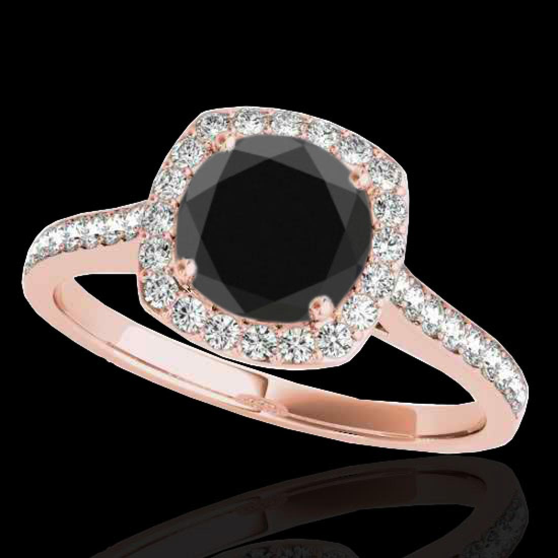 1.4 CTW Certified VS Black Diamond Solitaire Halo Ring: REF-61M3H -34188 ---- 1.4 CTW Certified VS Black Diamond Solitaire Halo Ring 10K Rose Gold ---- Luxury Designer Brand Ring Appraised at $3,700 Certificate Number US34188 10k Rose gold, Ring Size is 7,