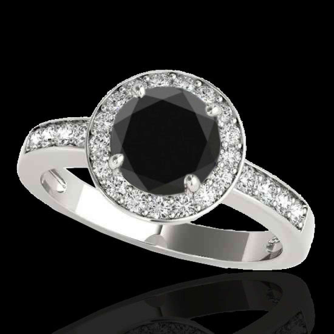 2 CTW Certified VS Black Diamond Solitaire Halo Ring: REF-82N8Y -34354 ---- 2 CTW Certified VS Black Diamond Solitaire Halo Ring 10K White Gold ---- Luxury Designer Brand Ring Appraised at $5,000 Certificate Number US34354 10k White gold, Ring Size is 7,