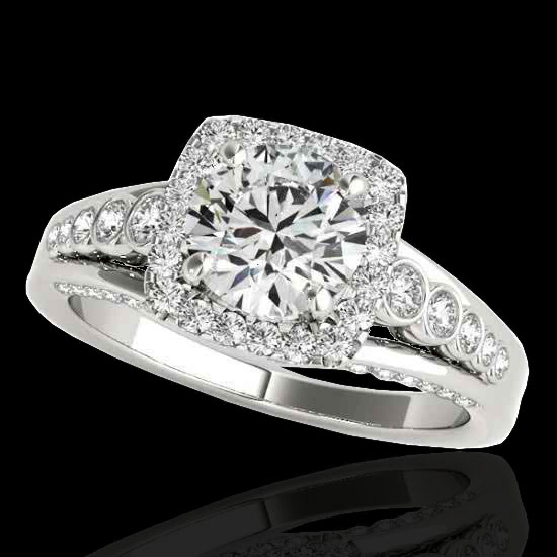1.75 CTW H-SI/I Certified Diamond Solitaire Halo Ring: REF-194N5Y -34310 ---- 1.75 CTW H-SI/I Certified Diamond Solitaire Halo Ring 10K White Gold ---- Luxury Designer Brand Ring Appraised at $10,700 Certificate Number US34310 10k White gold, Ring Size is