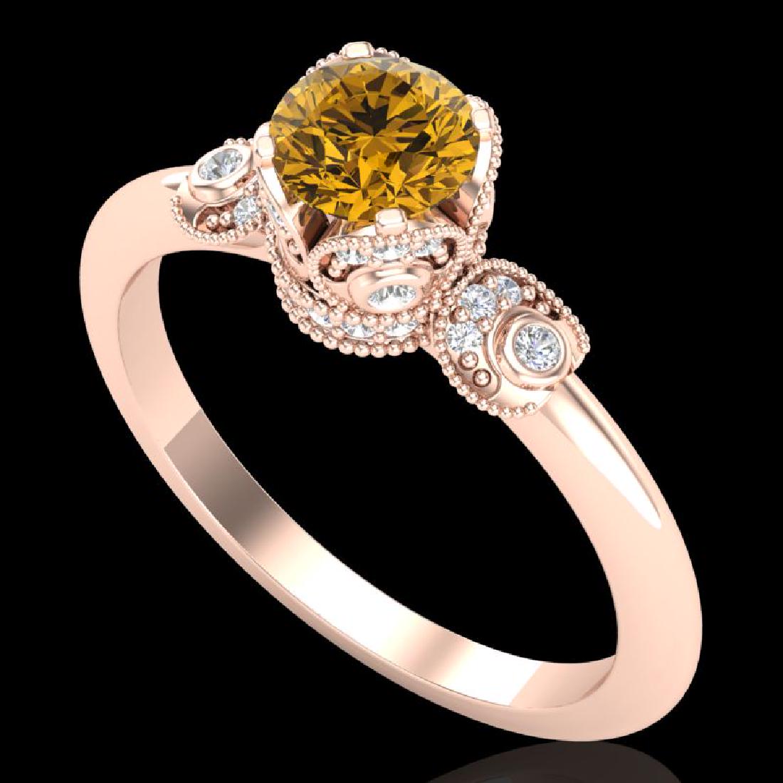 1 CTW Intense Fancy Yellow Diamond Engagement Art Deco: REF-127F3N -37400 ---- 1 CTW Intense Fancy Yellow Diamond Engagement Art Deco Ring 18K Rose Gold ---- Luxury Designer Brand Ring Appraised at $7,700 Certificate Number US37400 18k Rose gold, Ring Size