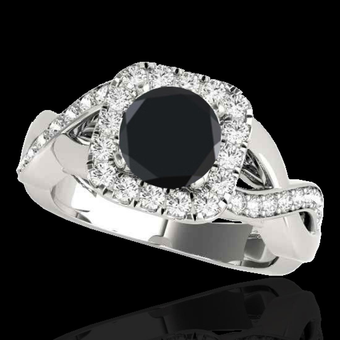 1.65 CTW Certified VS Black Diamond Solitaire Halo Ring: REF-80A8X -33310 ---- 1.65 CTW Certified VS Black Diamond Solitaire Halo Ring 10K White Gold ---- Luxury Designer Brand Ring Appraised at $4,900 Certificate Number US33310 10k White gold, Ring Size is