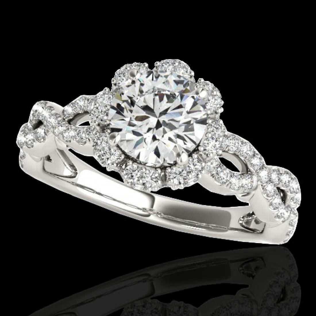 1.69 CTW H-SI/I Certified Diamond Solitaire Halo Ring: REF-179K8W -34105 ---- 1.69 CTW H-SI/I Certified Diamond Solitaire Halo Ring 10K White Gold ---- Luxury Designer Brand Ring Appraised at $9,900 Certificate Number US34105 10k White gold, Ring Size is 