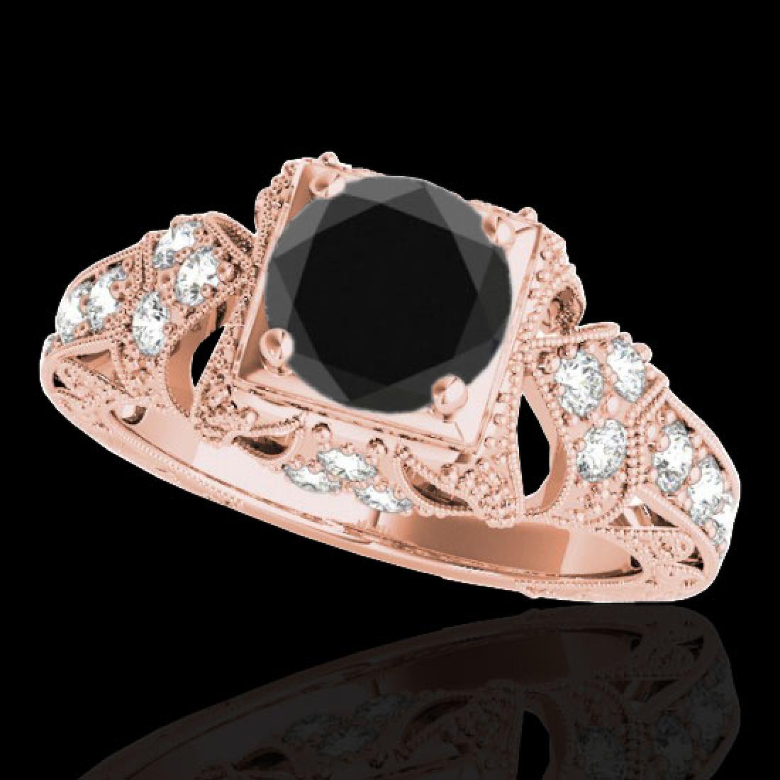 1.25 CTW Certified VS Black Diamond Solitaire Antique: REF-68H4A -34670 ---- 1.25 CTW Certified VS Black Diamond Solitaire Antique Ring 10K Rose Gold ---- Luxury Designer Brand Ring Appraised at $4,150 Certificate Number US34670 10k Rose gold, Ring Size i