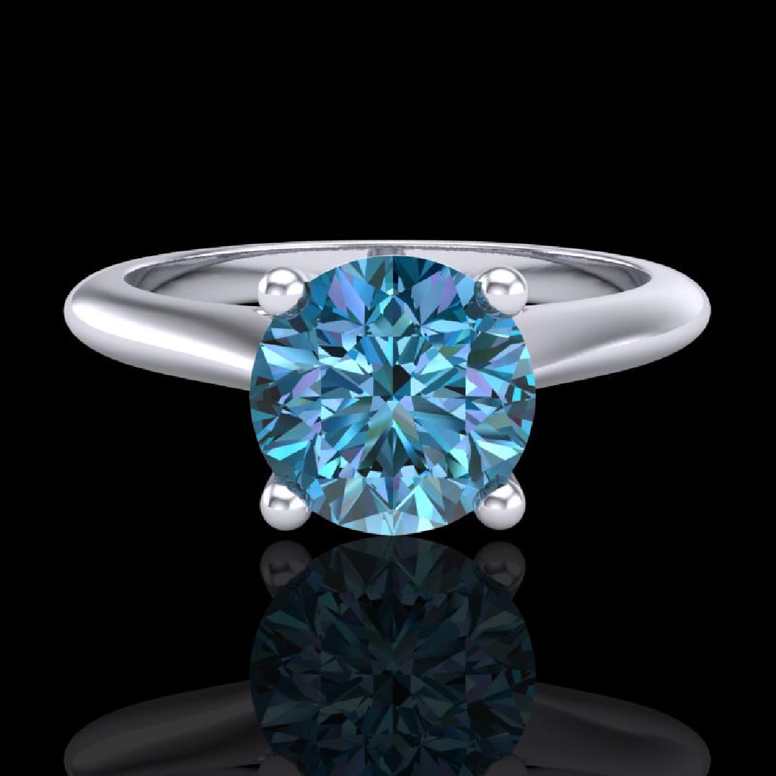 1.36 CTW Fancy Intense Blue Diamond Solitaire Art Deco: REF-227A3X -38209 ---- 1.36 CTW Fancy Intense Blue Diamond Solitaire Art Deco Ring 18K White Gold ---- Luxury Designer Brand Ring Appraised at $15,000 Certificate Number US38209 18k White gold, Ring S